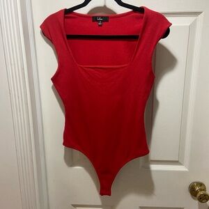 Lulu's Scarlet Ribbed Bodysuit